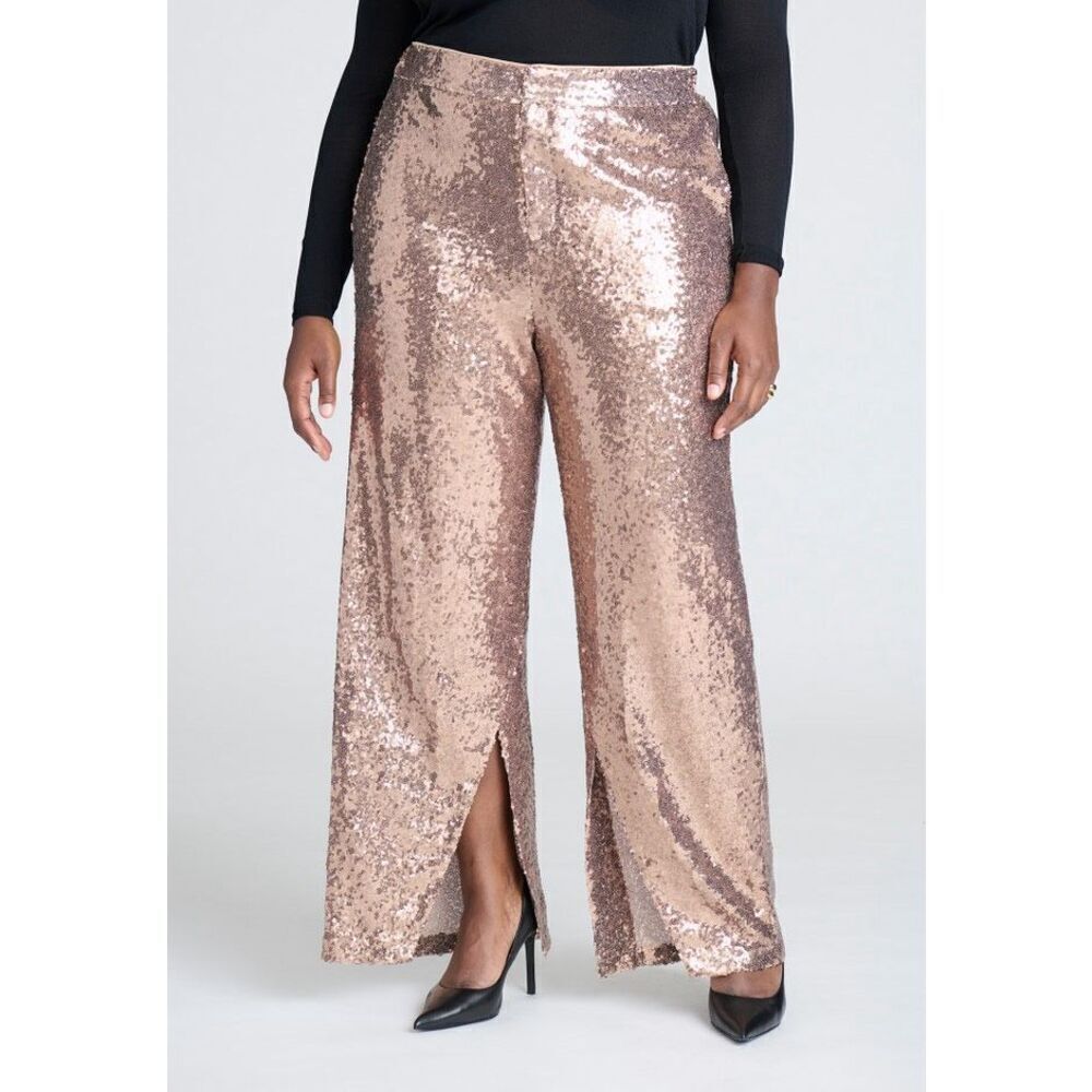 NEW‎ Eloquii Sequin Trouser Pants size 18 Bronze